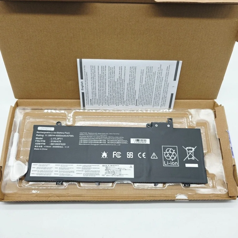 Fancy Buying 01AV479 L17L3P71 Battery Lenovo ThinkPad T480S 11.58V 4950mAh